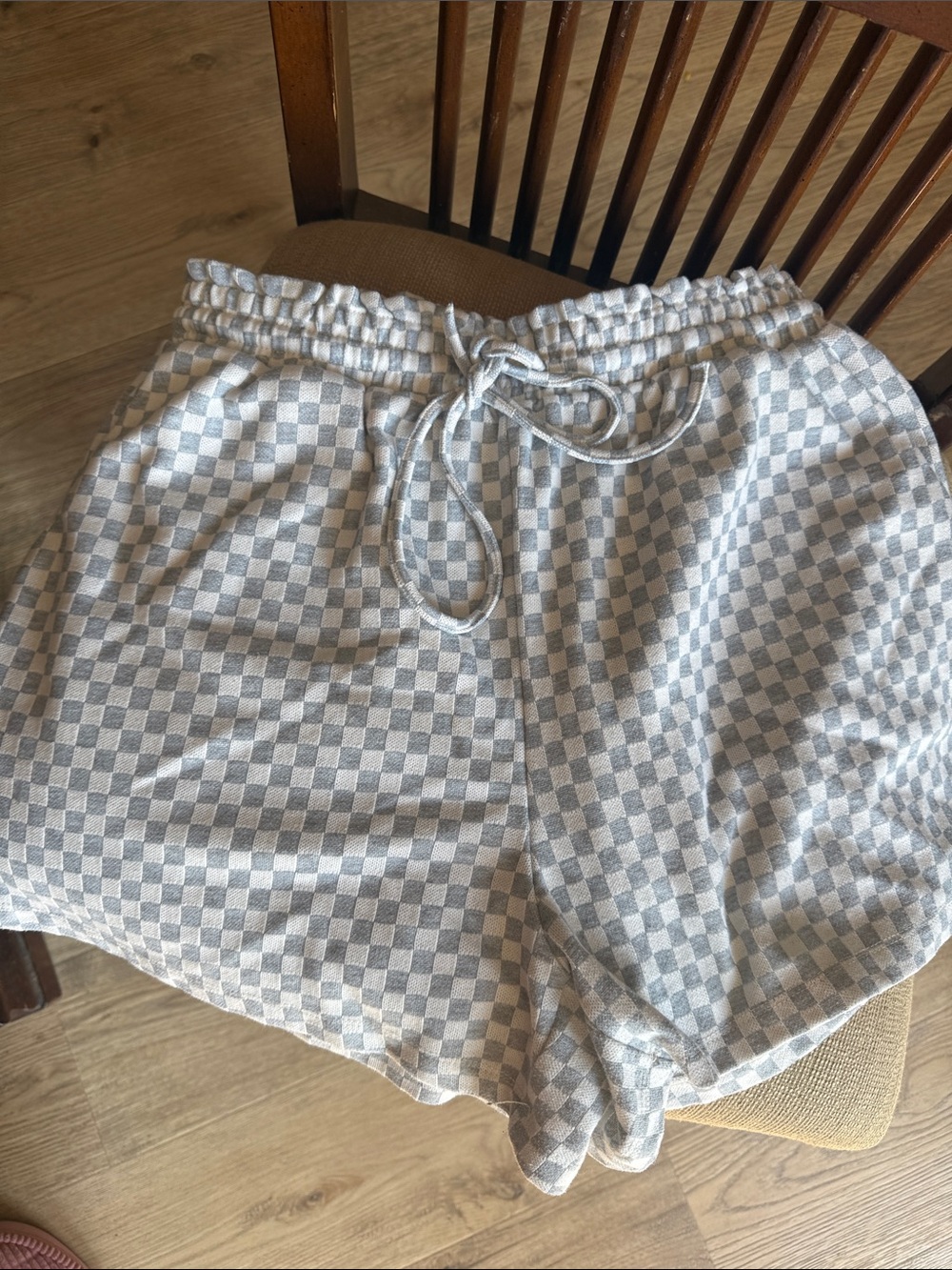 Anniewear Light Grey & White Checker Lounge Shorts